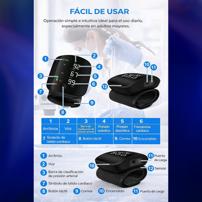 Monitor de presión arterial en la muñeca